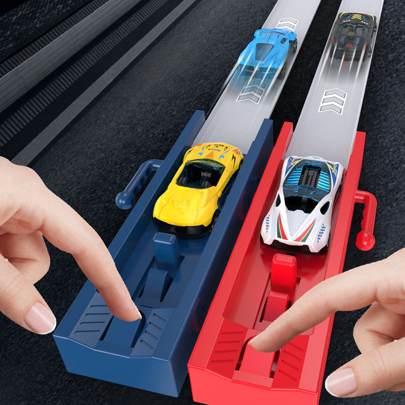 🔥 50% KORTING! NIEUW! Dubbele Racebaan Set – 110cm Zwaartekrachtbaan, Eénknops Lancering & Spanning voor Ouder-Kind Speelplezier 🚗⚡
