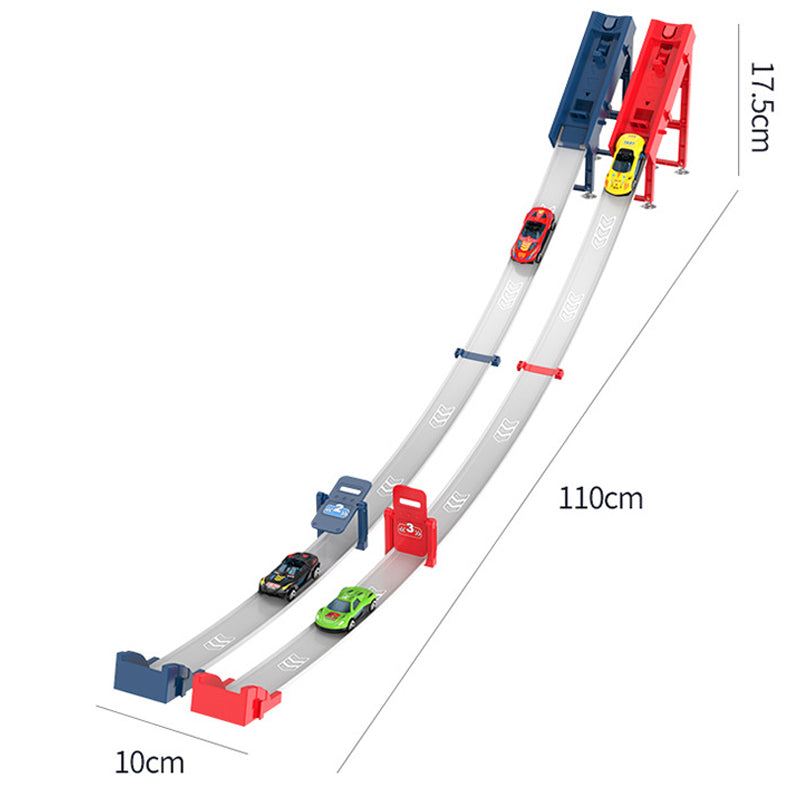 🔥 50% KORTING! NIEUW! Dubbele Racebaan Set – 110cm Zwaartekrachtbaan, Eénknops Lancering & Spanning voor Ouder-Kind Speelplezier 🚗⚡