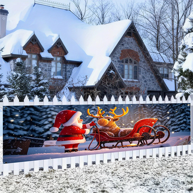 ⏳ Tijdelijke aanbieding⏳ Kerstbanner voor buiten van polyester, 13 ontwerpen en 2 formaten