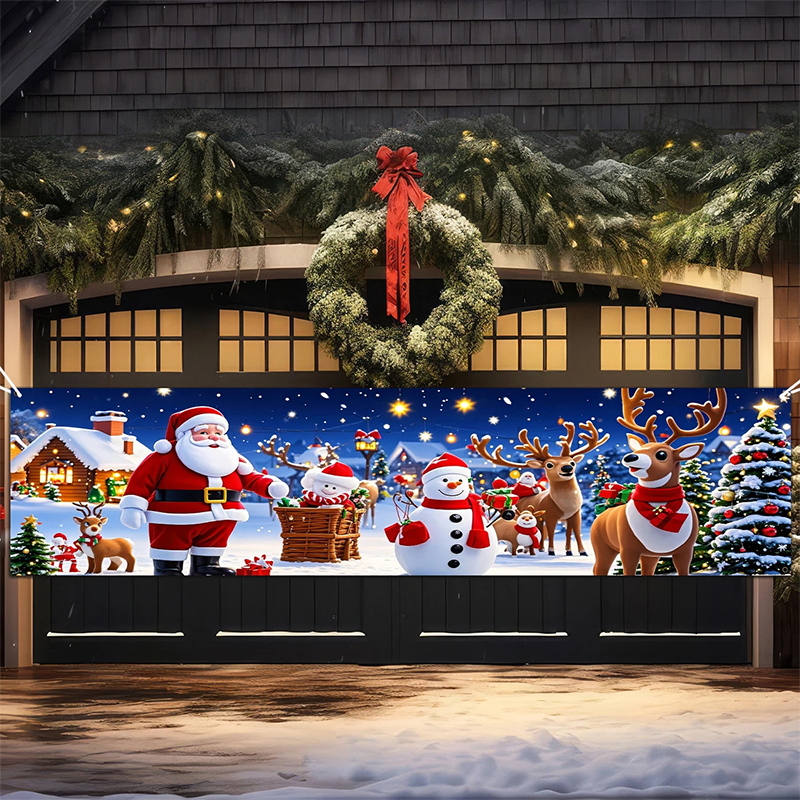 ⏳ Tijdelijke aanbieding⏳ Kerstbanner voor buiten van polyester, 13 ontwerpen en 2 formaten