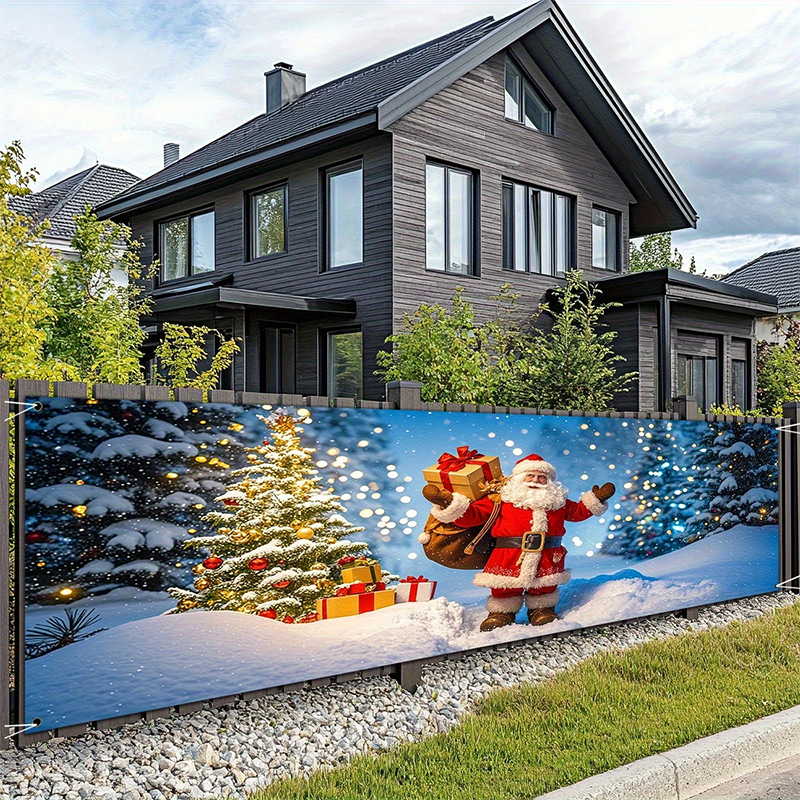 ⏳ Tijdelijke aanbieding⏳ Kerstbanner voor buiten van polyester, 13 ontwerpen en 2 formaten