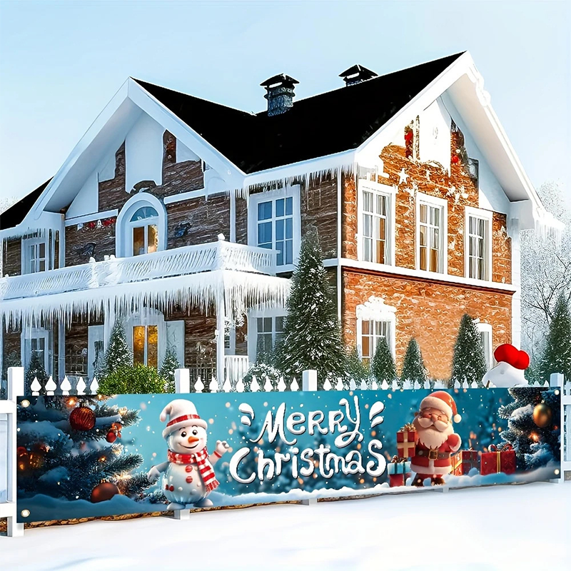 ⏳ Tijdelijke aanbieding⏳ Kerstbanner voor buiten van polyester, 13 ontwerpen en 2 formaten