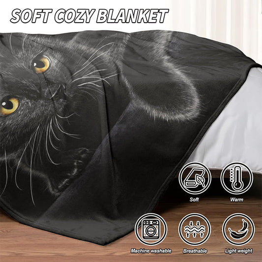 🐱NU 50% KORTING!✨Black Cat All Season Deken🛋️Ultrazacht en comfortabel, ideaal voor op de bank en om te ontspannen✨