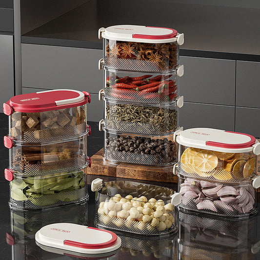 🔥50% korting!🌶️Multi-laags Afgesloten Specerijen Organizer – Luchtdicht, stijlvol & ruimtebesparend voor elke keuken!🧂✨
