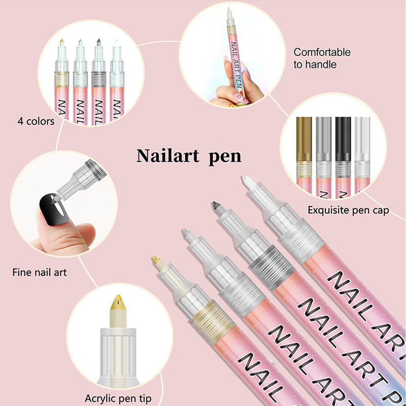🎁Kerstcadeau! 50% Korting op 12-Kleurige Professionele Nail Art Penset – Ultraprecieze 0,7 mm Punt & Snel Droogend ✨💅