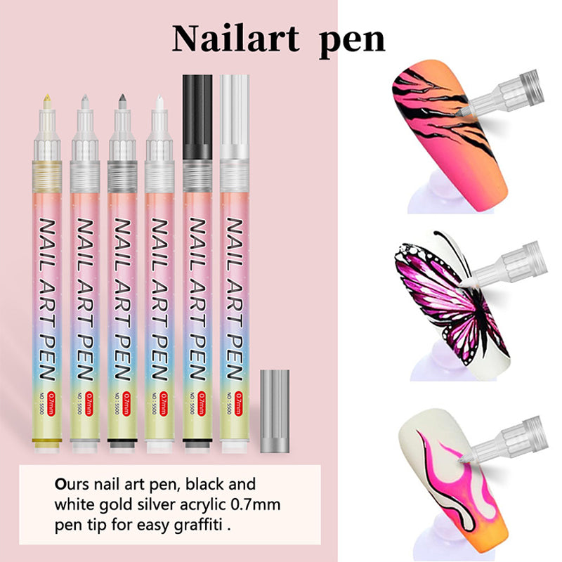 🎁Kerstcadeau! 50% Korting op 12-Kleurige Professionele Nail Art Penset – Ultraprecieze 0,7 mm Punt & Snel Droogend ✨💅