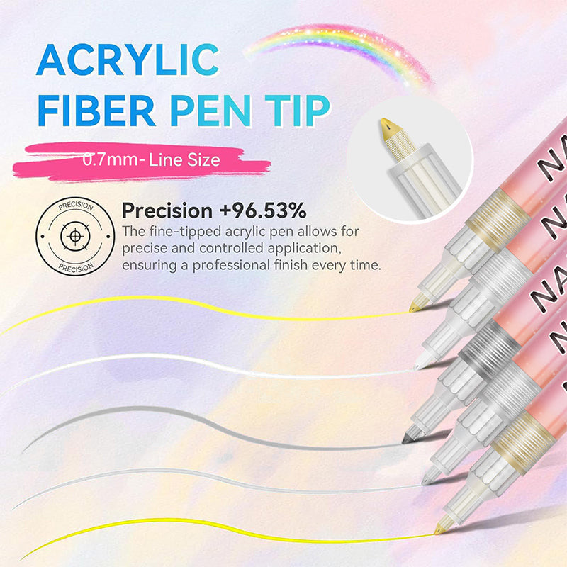 🎁Kerstcadeau! 50% Korting op 12-Kleurige Professionele Nail Art Penset – Ultraprecieze 0,7 mm Punt & Snel Droogend ✨💅