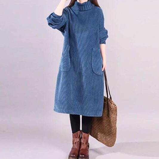 🎅Sinterklaas Deal!✨Warme & Elegante Corduroy Maxi-Jurk Nu in de Aanbieding! ✨