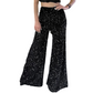 Damesmode pailletten broek met wijde pijpen