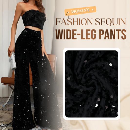 Damesmode pailletten broek met wijde pijpen
