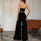 Damesmode pailletten broek met wijde pijpen