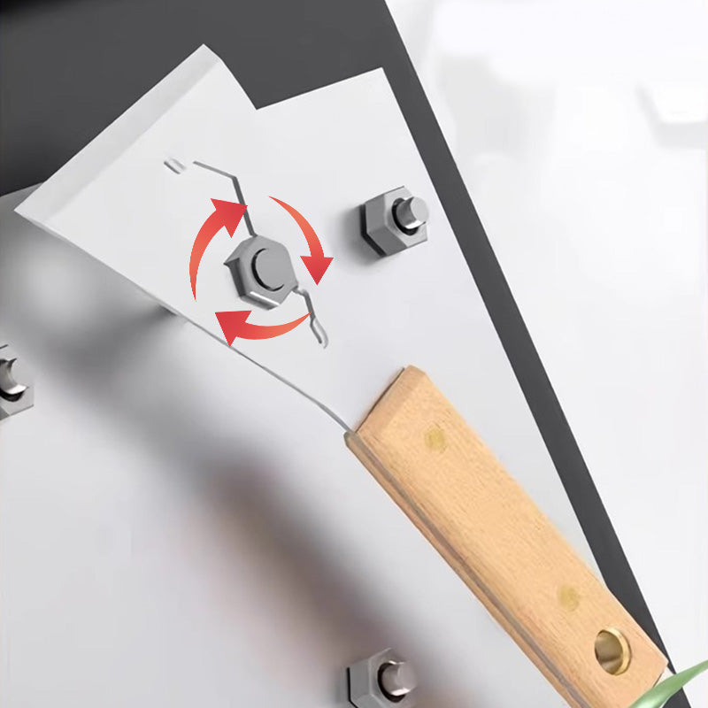 🔧Multifunctioneel Plamuurmes met Houten Handvat! Schraper, Spijkertrekker & Moersleutel in 1! 🛠️✨