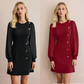 Elegante jurk met lange mouwen en asymmetrisch knoopdetail