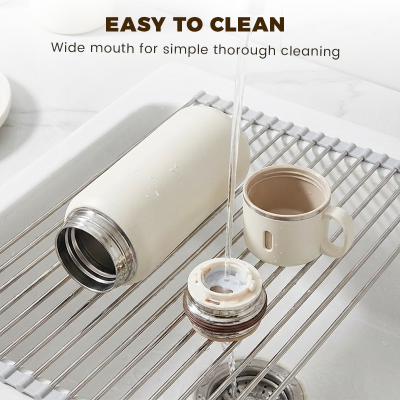 💥Nieuwjaarsuitverkoop 60% ☕2-in-1 roestvrijstalen vacuüm geïsoleerde fles met beker met deksel🍵