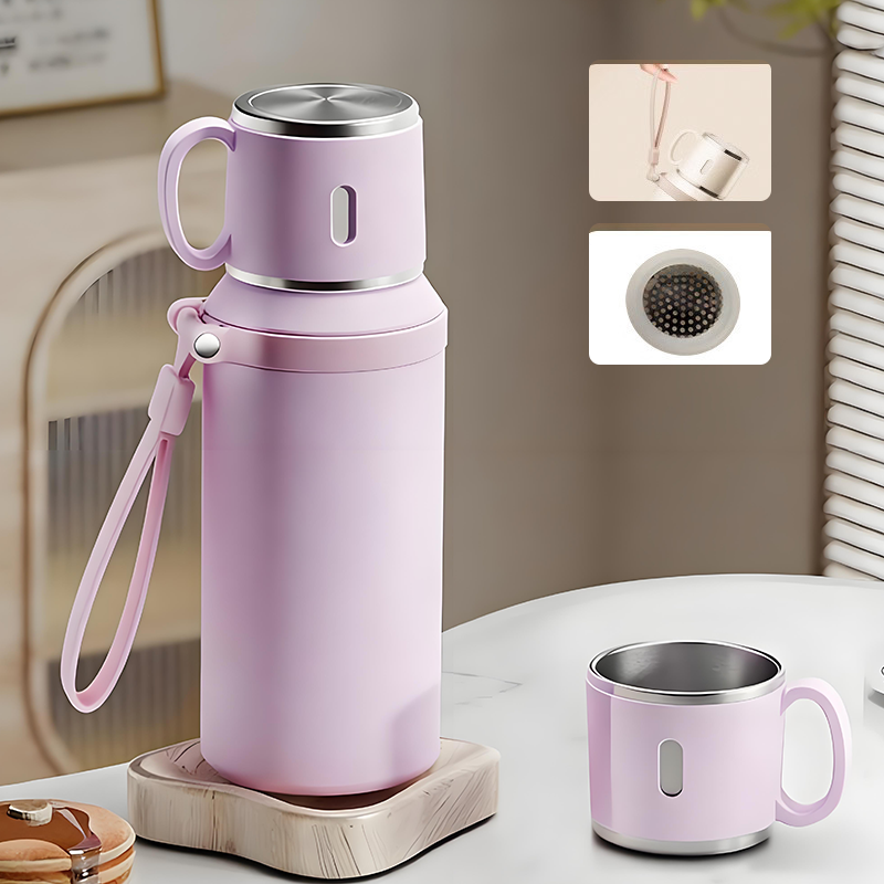 💥Nieuwjaarsuitverkoop 60% ☕2-in-1 roestvrijstalen vacuüm geïsoleerde fles met beker met deksel🍵