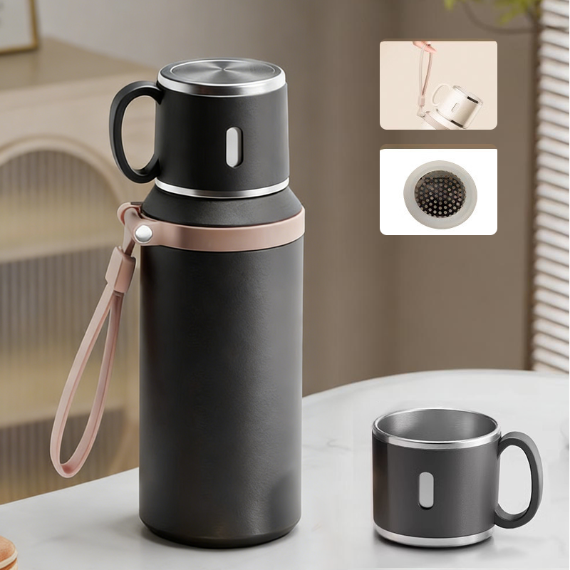 💥Nieuwjaarsuitverkoop 60% ☕2-in-1 roestvrijstalen vacuüm geïsoleerde fles met beker met deksel🍵