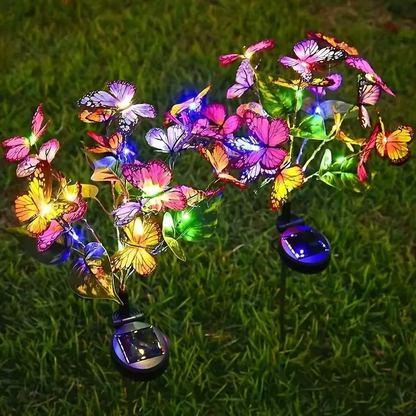 Solar Tuinlampen met Vlindermotief - IP65 Waterdicht LED Tuinverlichting