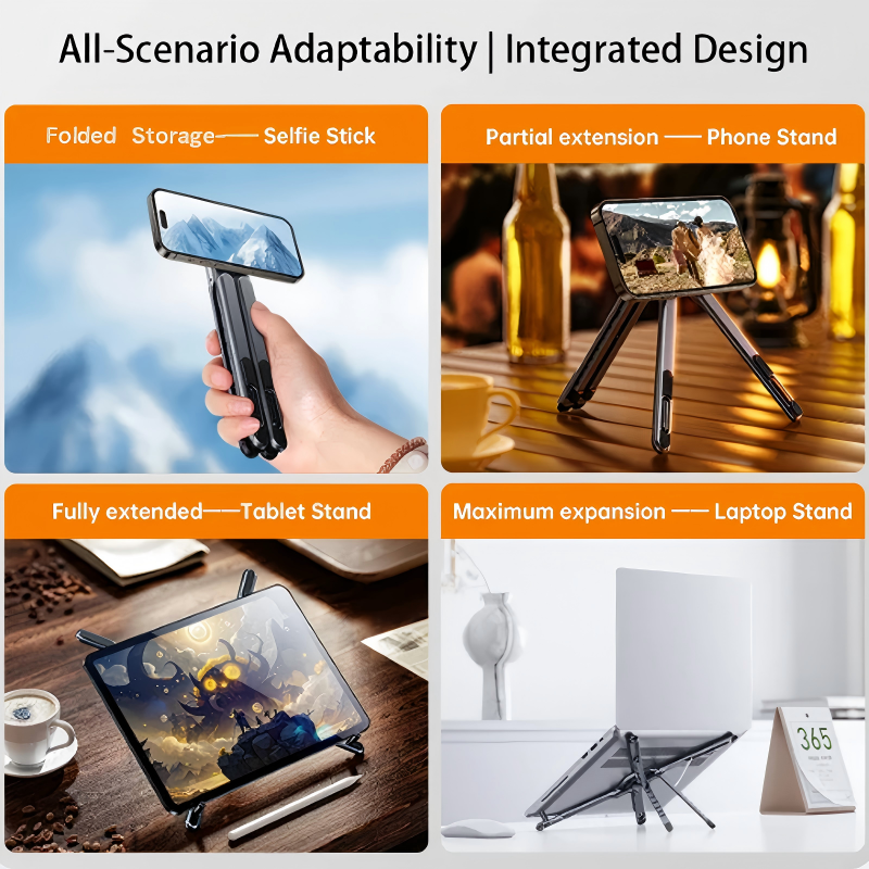🎉50% KORTING!📱4-in-1 Multifunctionele Magnetische Apparaatstandaard: Aluminiumlegering – Draagbaar, Verstelbaar & Stabiel Voor Telefoon/Tablet/Laptop!