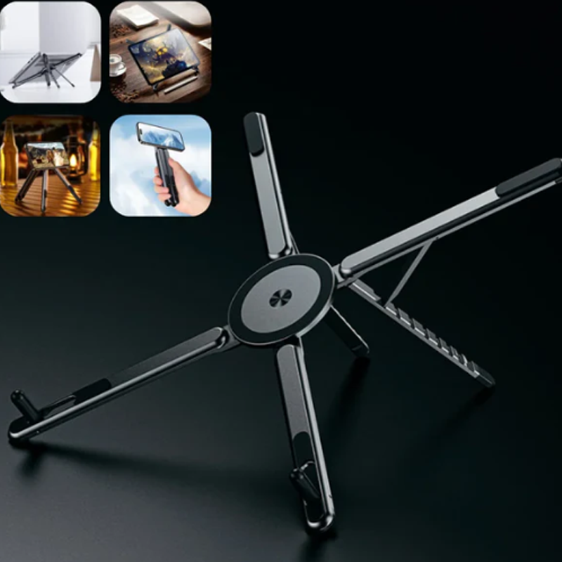 🎉50% KORTING!📱4-in-1 Multifunctionele Magnetische Apparaatstandaard: Aluminiumlegering – Draagbaar, Verstelbaar & Stabiel Voor Telefoon/Tablet/Laptop!