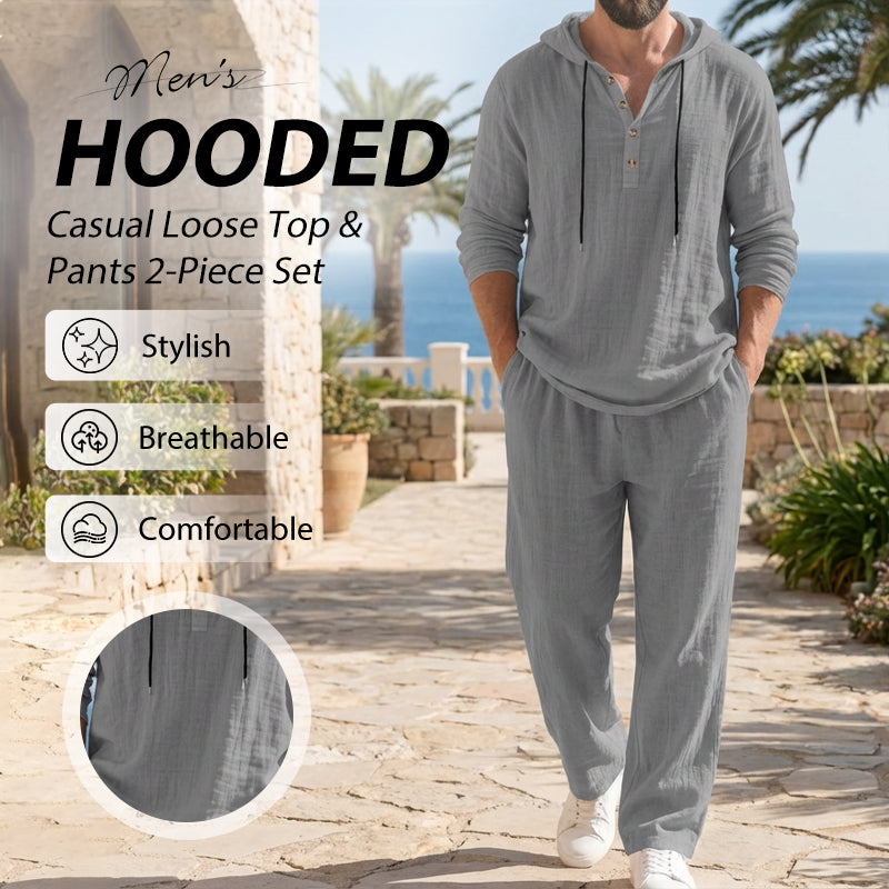 🔥 Heren casual top met capuchon en broek, 2-delige set