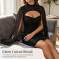 Damesjurk met uitsnijding, geribbelde stof en chiffoncape