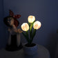 LED Tulp Nachtlamp - Bloem Tafellamp met 3 Takken USB Decoratief Licht