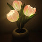 LED Tulp Nachtlamp - Bloem Tafellamp met 3 Takken USB Decoratief Licht