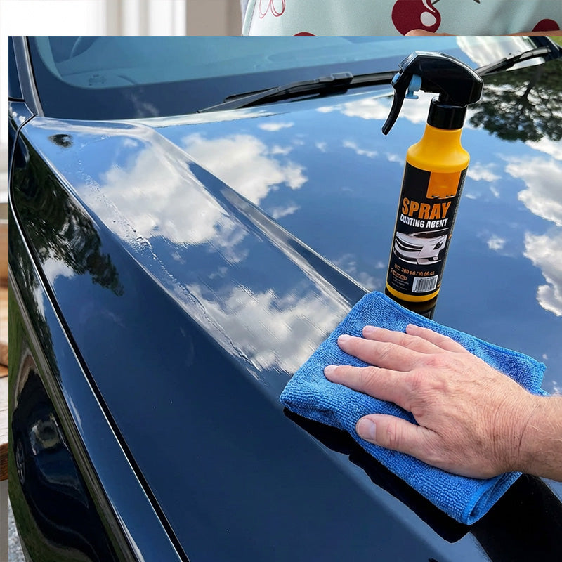 🚗3-in-1 SiO₂ keramische snelcoatingspray – wassen zonder water, streeploze glans en waterafstotende bescherming