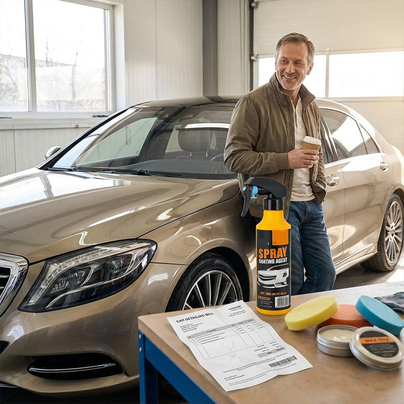 🚗3-in-1 SiO₂ keramische snelcoatingspray – wassen zonder water, streeploze glans en waterafstotende bescherming