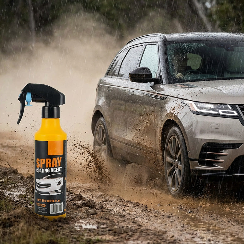 🚗3-in-1 SiO₂ keramische snelcoatingspray – wassen zonder water, streeploze glans en waterafstotende bescherming