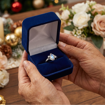 ✨💍Koop 2 Krijg 1 Gratis🔥Geometrische Ovale Maansteen Ring met Zirkonia Accenten – Mystiek, Sprankelend & Tijdloos Elegant🌙✨