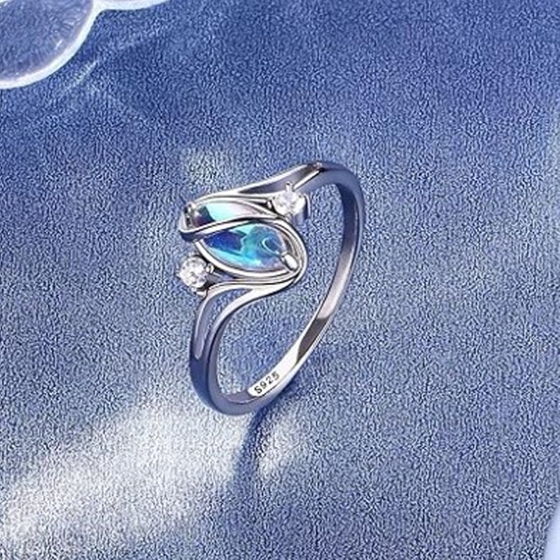 ✨💍Koop 1 Krijg 1 Gratis🔥Geometrische Ovale Maansteen Ring met Zirkonia Accenten – Mystiek, Sprankelend & Tijdloos Elegant🌙✨