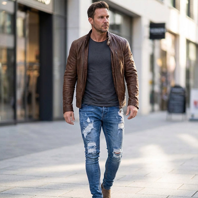 🔥Stijlvolle skinny jeans met een verwassen look voor heren – Slim fit, ademend katoen en stoere scheurdetails