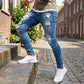 🔥Stijlvolle skinny jeans met een verwassen look voor heren – Slim fit, ademend katoen en stoere scheurdetails