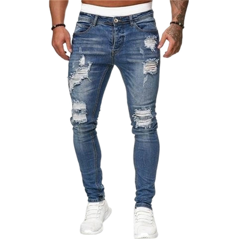 🔥Stijlvolle skinny jeans met een verwassen look voor heren – Slim fit, ademend katoen en stoere scheurdetails