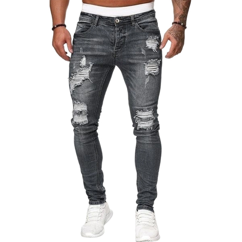 🔥Stijlvolle skinny jeans met een verwassen look voor heren – Slim fit, ademend katoen en stoere scheurdetails