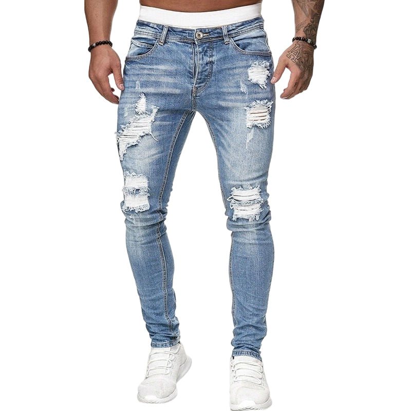 🔥Stijlvolle skinny jeans met een verwassen look voor heren – Slim fit, ademend katoen en stoere scheurdetails