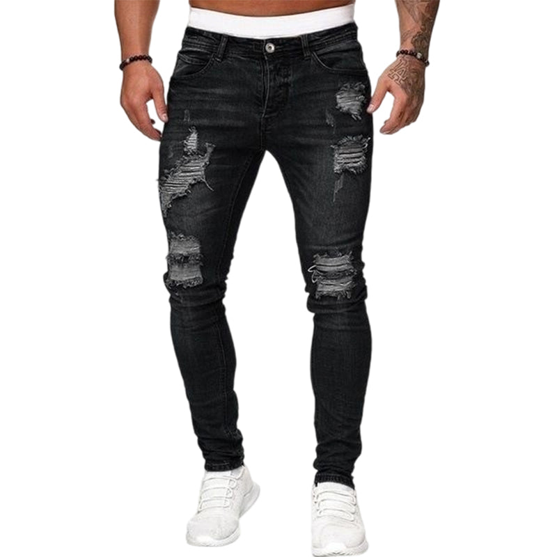 🔥Stijlvolle skinny jeans met een verwassen look voor heren – Slim fit, ademend katoen en stoere scheurdetails