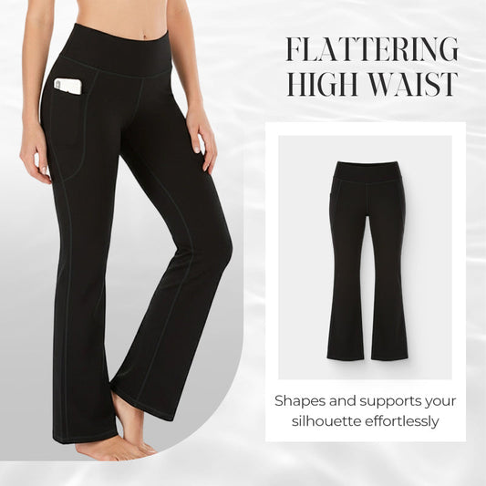 🔥Ultra Sculpt Hoge Taille Buikcorrigerende Flare-Legging: Comfortabel Stretchstof + Functionele Zijvakken – Stylish Voor Yoga & Buiten!