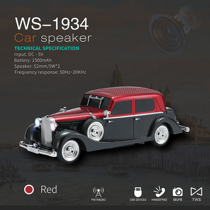 Vintage auto-Bluetooth-speaker met stereogeluid