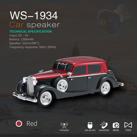 Vintage auto-Bluetooth-speaker met stereogeluid