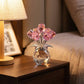 💐50% KORTING!✨Roze kristallen bloembeeldje met vaas – Elegante decoratie, handgemaakt en een perfect cadeau-idee🎁