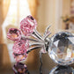 💐50% KORTING!✨Roze kristallen bloembeeldje met vaas – Elegante decoratie, handgemaakt en een perfect cadeau-idee🎁