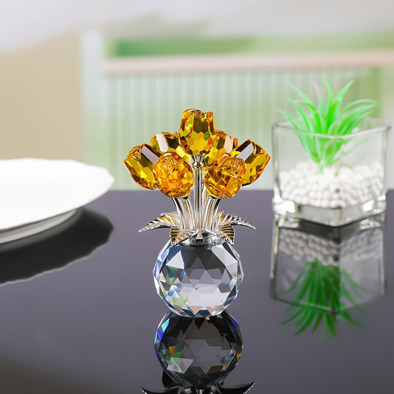 💐50% KORTING!✨Roze kristallen bloembeeldje met vaas – Elegante decoratie, handgemaakt en een perfect cadeau-idee🎁