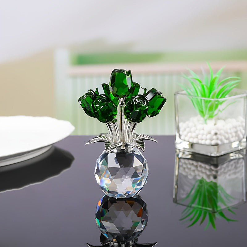 💐50% KORTING!✨Roze kristallen bloembeeldje met vaas – Elegante decoratie, handgemaakt en een perfect cadeau-idee🎁