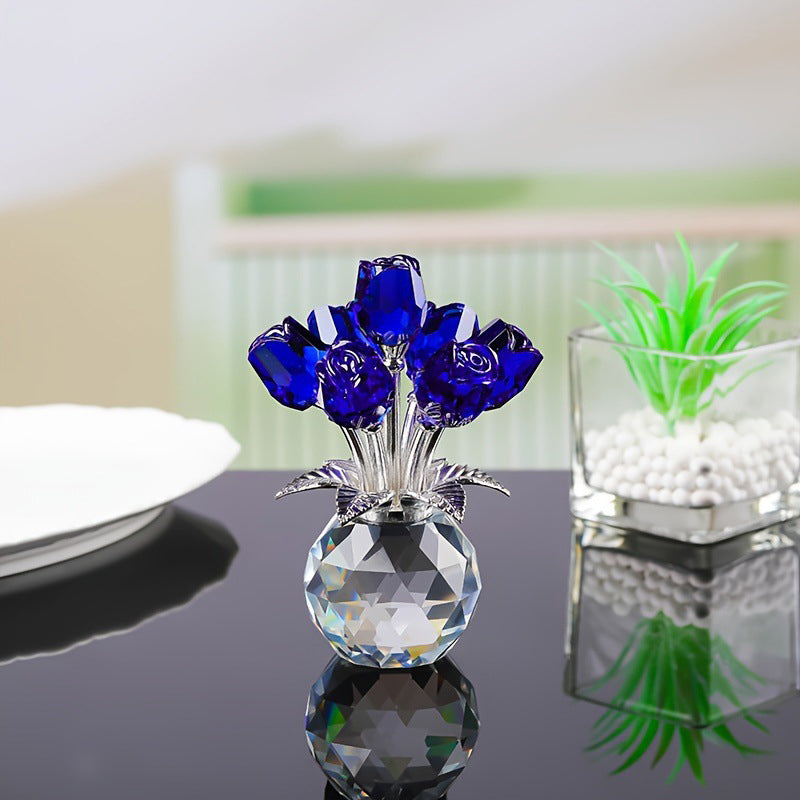 💐50% KORTING!✨Roze kristallen bloembeeldje met vaas – Elegante decoratie, handgemaakt en een perfect cadeau-idee🎁