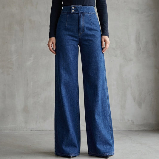 Dames jeans met hoge taille en wijde pijpen
