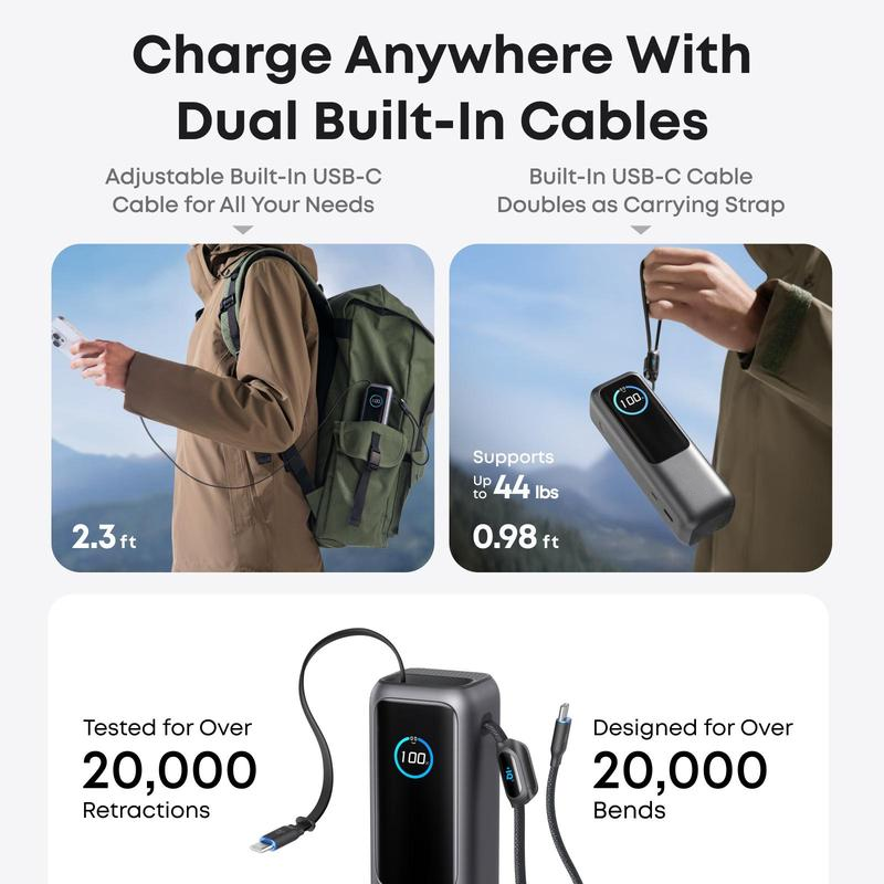 📢📢50% KORTING⏰Draagbare oplader met ingebouwde kabel⚡
