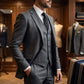 👔Slim-fit 3-delig pak voor heren – Getailleerde pasvorm, hoogwaardige stof en perfect voor formele gelegenheden🤵