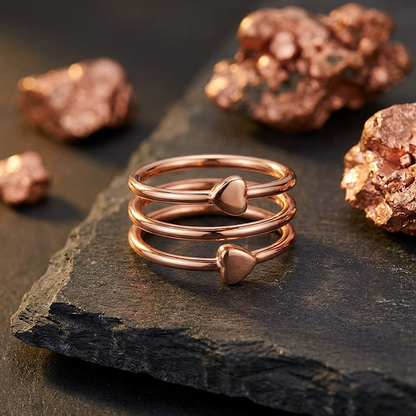 Verstelbare Koperen Ring met Spiraalhartje